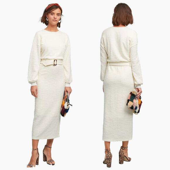 dolan Dresses & Skirts - DOLAN Long-Sleeve Jacqueline Belted Midaxi Pencil Dress (Ivory | Size S)